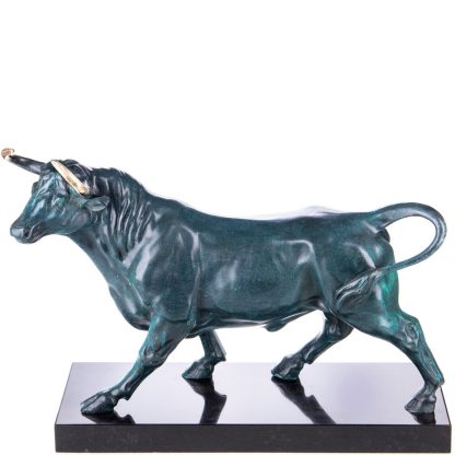 Bronzefigur Stier Grün Patiniert 29x42x18cm