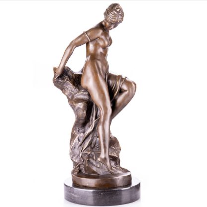 Erotische Bronzefigur Badende Frau 66x32x26cm