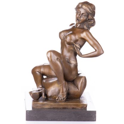 Erotische Bronzefigur Weiblicher Akt auf Kissen 32x19x21cm2