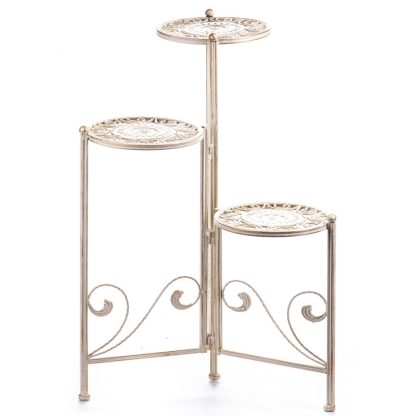Gartendeko aus Metall - Blumenhocker weiss 67x50x47cm