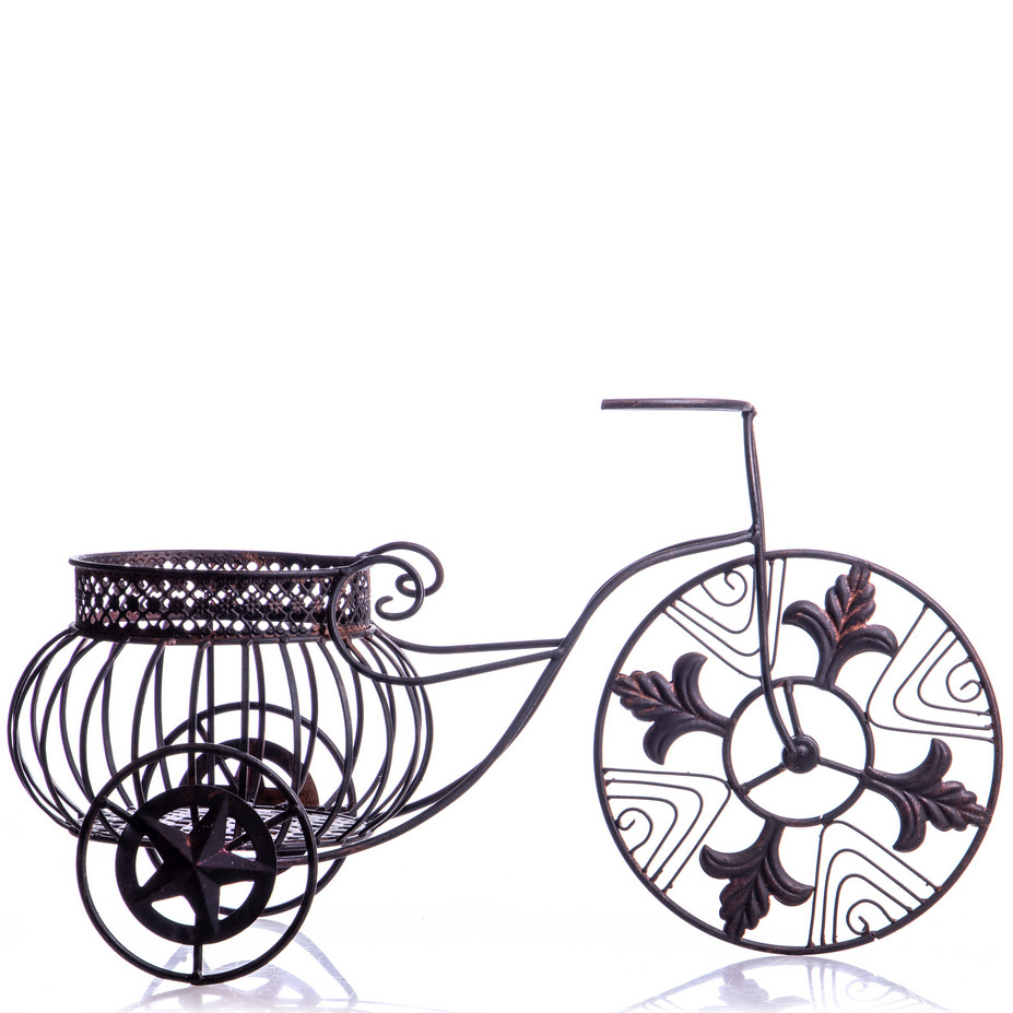 Gartendeko aus Metall - Blumenkorb Dreirad braun 31x59x26cm Gartendeko aus Metall - Blumenkorb Dreirad braun 31x59x26cm