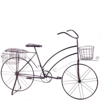 Gartendeko aus Metall - Fahrrad mit Blumenkörben braun 91x136x47cm