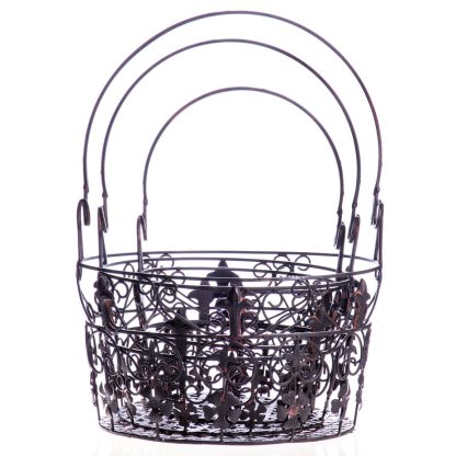 Gartendeko aus Metall - Körbe 3er Set braun (2)2