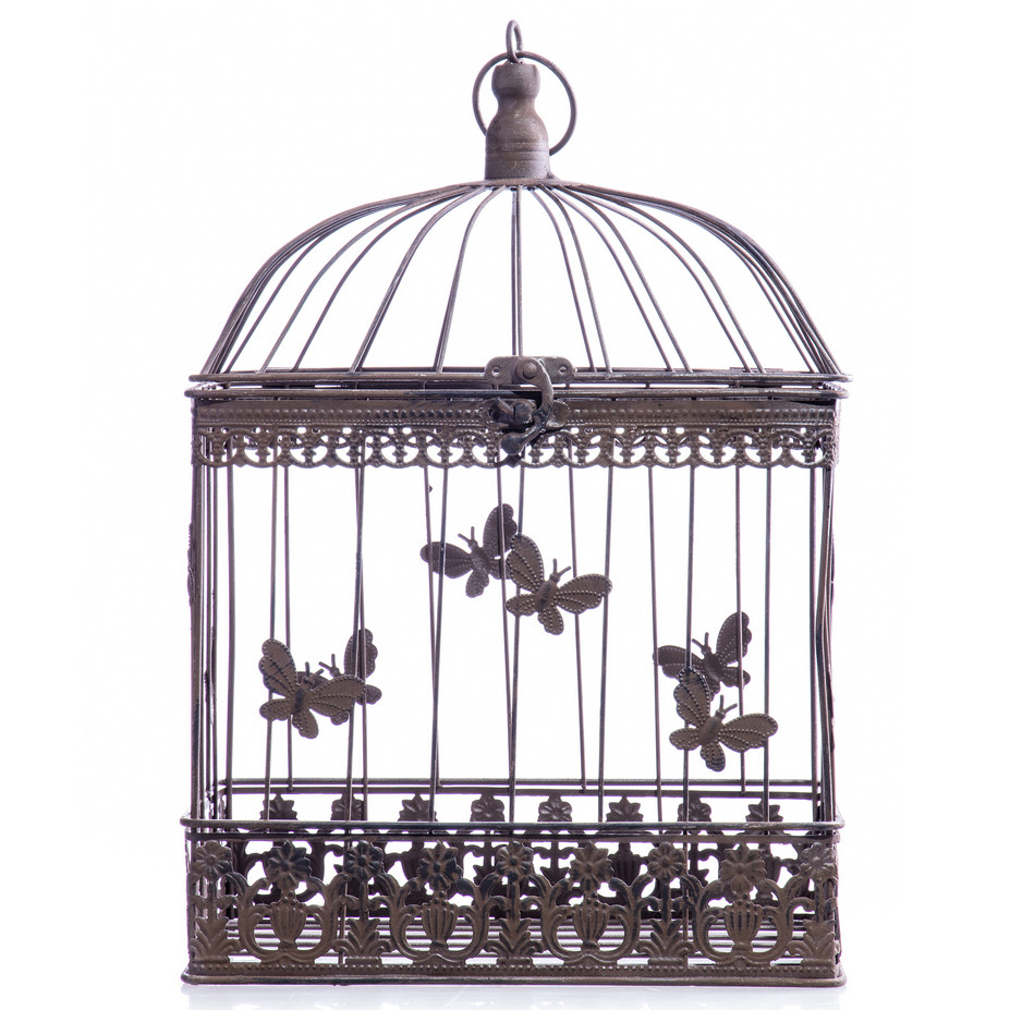 Gartendeko aus Metall - Vogelkäfige 3er Set braun (3)2 Gartendeko aus Metall - Vogelkäfige 3er Set braun (3)2