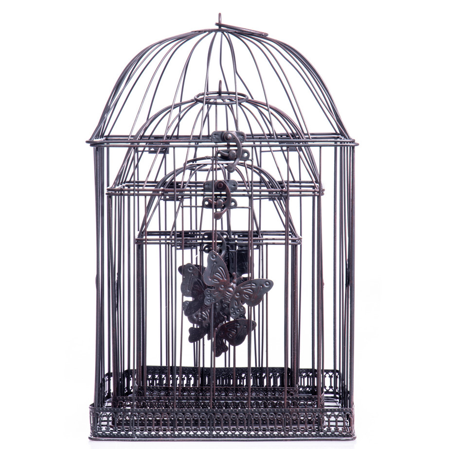 Gartendeko aus Metall - Vogelkäfige 3er Set braun (4)2 Gartendeko aus Metall - Vogelkäfige 3er Set braun (4)2