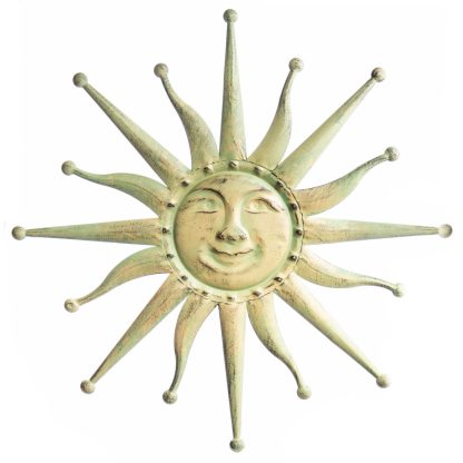 Gartendeko aus Metall - Wanddeko Sonne grün 60x60x1cm