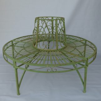 Gartenmöbel aus Metall - Gartenbank Baumbank grün 85x135x135cm