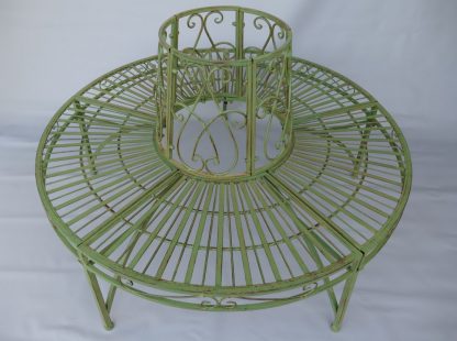 Gartenmöbel aus Metall - Gartenbank Baumbank grün 85x135x135cm2