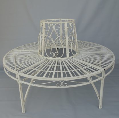 Gartenmöbel aus Metall - Gartenbank Baumbank weiss 85x135x135cm