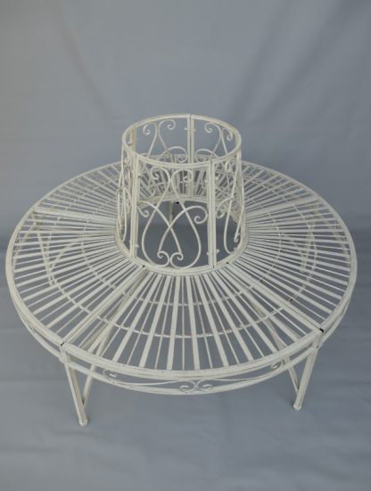 Gartenmöbel aus Metall - Gartenbank Baumbank weiss 85x135x135cm2