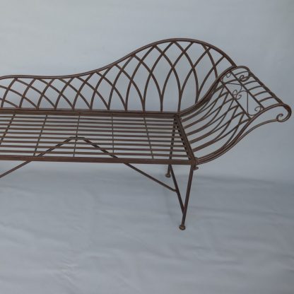 Gartenmöbel aus Metall - Gartenbank Chaiselongue braun 87x160x40cm
