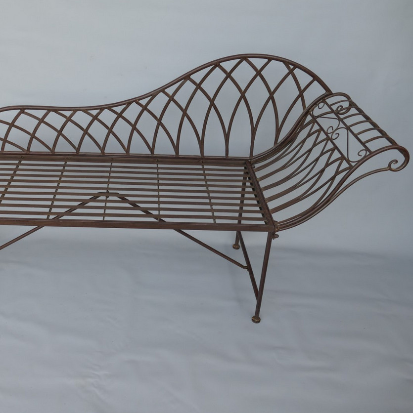 Gartenmöbel aus Metall - Gartenbank Chaiselongue braun 87x160x40cm Gartenmöbel aus Metall - Gartenbank Chaiselongue braun 87x160x40cm