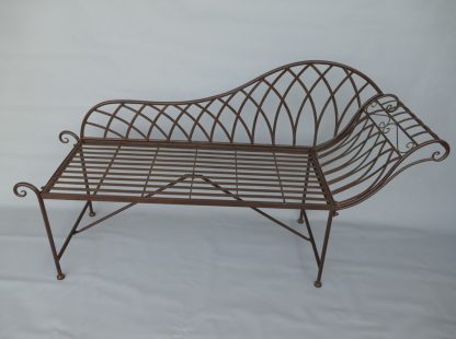Gartenmöbel aus Metall - Gartenbank Chaiselongue braun 87x160x40cm – Bild 3