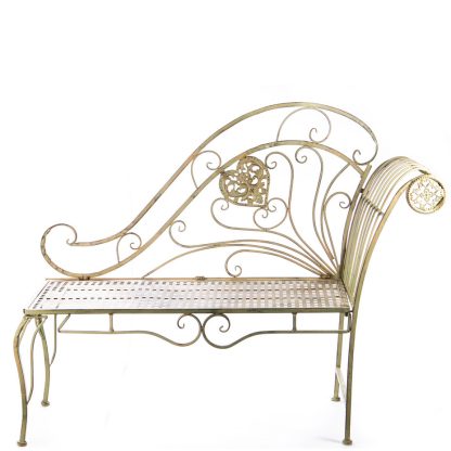 Gartenmöbel aus Metall - Gartenbank Chaiselongue grün 105x135x52cm
