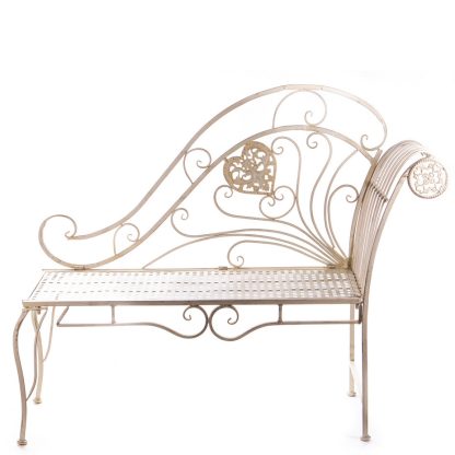 Gartenmöbel aus Metall - Gartenbank Chaiselongue weiss 105x135x52cm