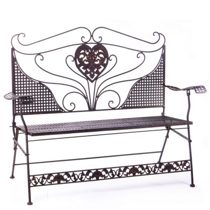 Gartenmöbel aus Metall - Gartenbank braun 100x122x58cm