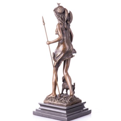 Mythologische Bronzefigur Diana mit Speer, Adler und Hund 36x14x14cm2