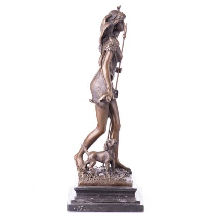 Mythologische Bronzefigur "Diana mit Speer, Adler und Hund" 36x14x14cm – Bild 3