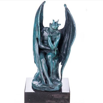 Bronze Figur Teufel mit Grüner Patina 34x16x16cm