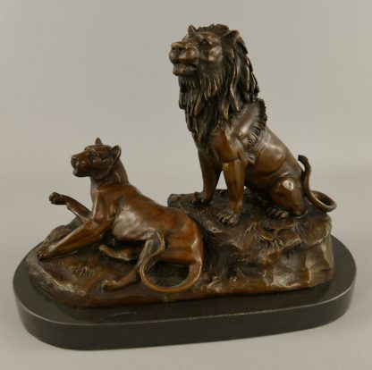 Bronze Figur Tier - Löwe und Panther 28x20x37cm