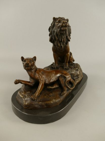 Bronze Figur Tier - Löwe und Panther 28x20x37cm2