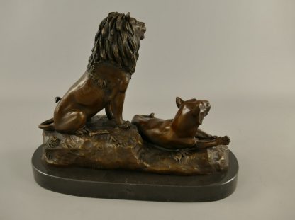 Bronze Figur Tier - "Löwe und Panther" 28x20x37cm – Bild 3