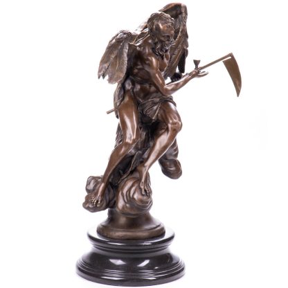Mythologische Bronzefigur - Chronos Gott der Zeit mit Sense und Sanduhr 66x52x28cm2