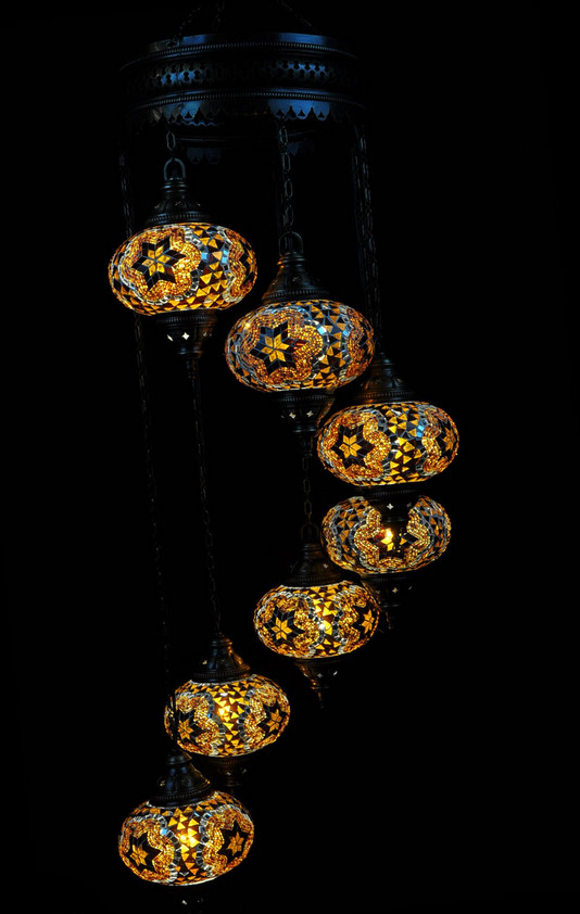 Türkischer Kronleuchter Braun 7 Kugeln 135x45cm2 Türkischer Kronleuchter Braun 7 Kugeln 135x45cm2