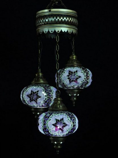 Türkischer Kronleuchter Lila 3 Kugeln 80x30cm2