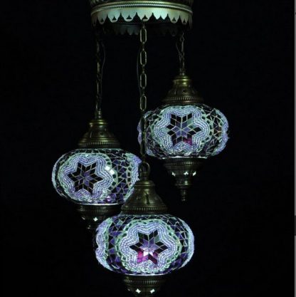 Türkischer Kronleuchter Lila 4 Kugeln 80x30cm