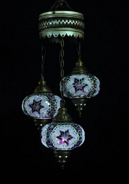 Türkischer Kronleuchter Lila 4 Kugeln 80x30cm2