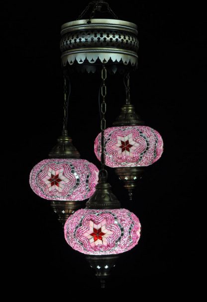 Türkischer Kronleuchter Rosa 3 Kugeln 80x30cm2