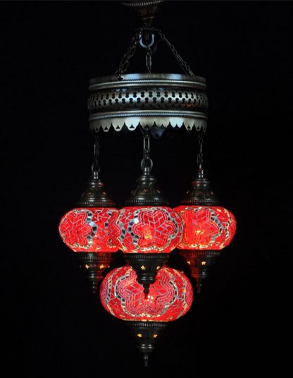 Türkischer Kronleuchter Rot 4 Kugeln 80x30cm2