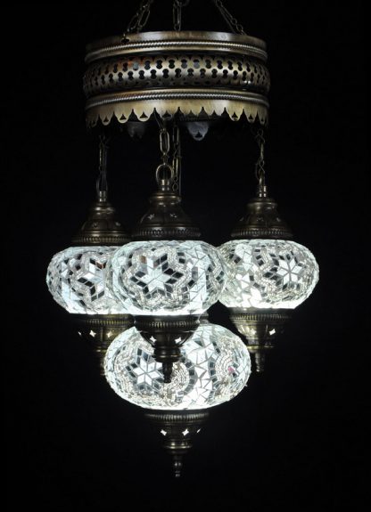 Türkischer Kronleuchter Weiss 4 Kugeln 80x30cm2