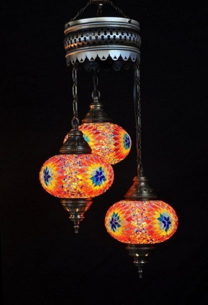Türkischer Kronleuchter mehrfarbig 3 Kugeln 80x30cm2