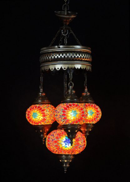 Türkischer Kronleuchter mehrfarbig 4 Kugeln 80x30cm2