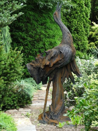 Wesen der Lüfte Kranich Steinguss Rosteffekt 152x45x84cm2