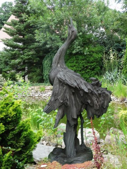 Wesen der Lüfte "Kranich" dunkler Steinguss 152x45x84cm – Bild 3
