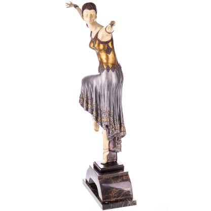 Art Deco Bronzefigur Tänzerin nach D.H.Chiparus 70x48x16cm – Bild 3
