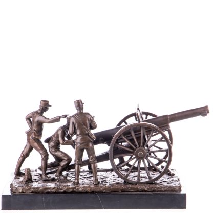 Bronze Figur Militär "Soldaten mit Kanone" 22x43x17cm – Bild 3