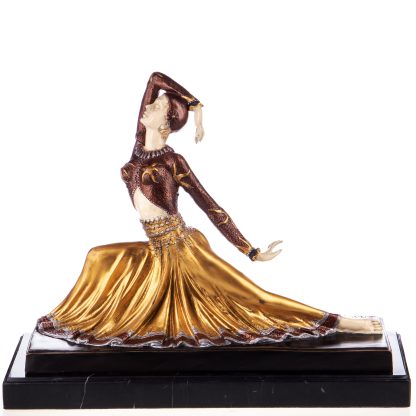 Farbige Art Deco Bronzefigur Tänzerin 29x37x14cm