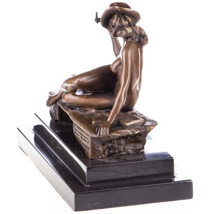 Erotische Bronzefigur Weiblicher Akt auf Schreibtisch 19x23x12cm2