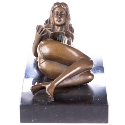 Erotische Bronzefigur "Weiblicher Akt mit Buch" 12x27x14cm – Bild 3