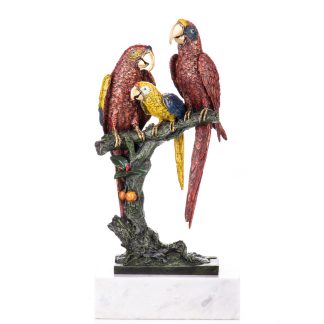 Farbige Bronzefigur Papageien 40x19x11cm