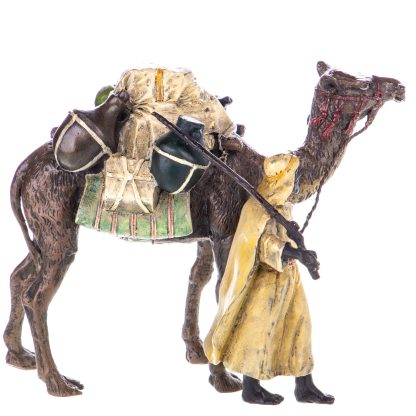 Farbige Bronzefigur Wiener Art Araber mit Kamel 14x18x11cm3 416x416 - Farbige Bronzefigur Wiener Art "Araber mit Kamel" 14x18x11cm