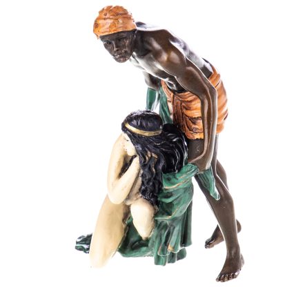 Farbige Bronzefigur Wiener Art Weiblicher Akt und Afrikaner 14x12x9cm2