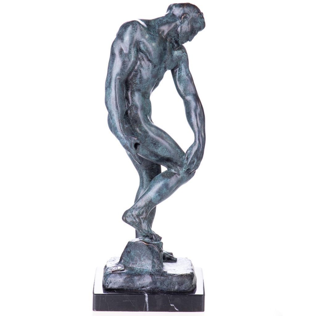 Grün Patinierte Bronzefigur Männlicher Akt Adam nach Rodin 30x11x12 Grün Patinierte Bronzefigur Männlicher Akt Adam nach Rodin 30x11x12