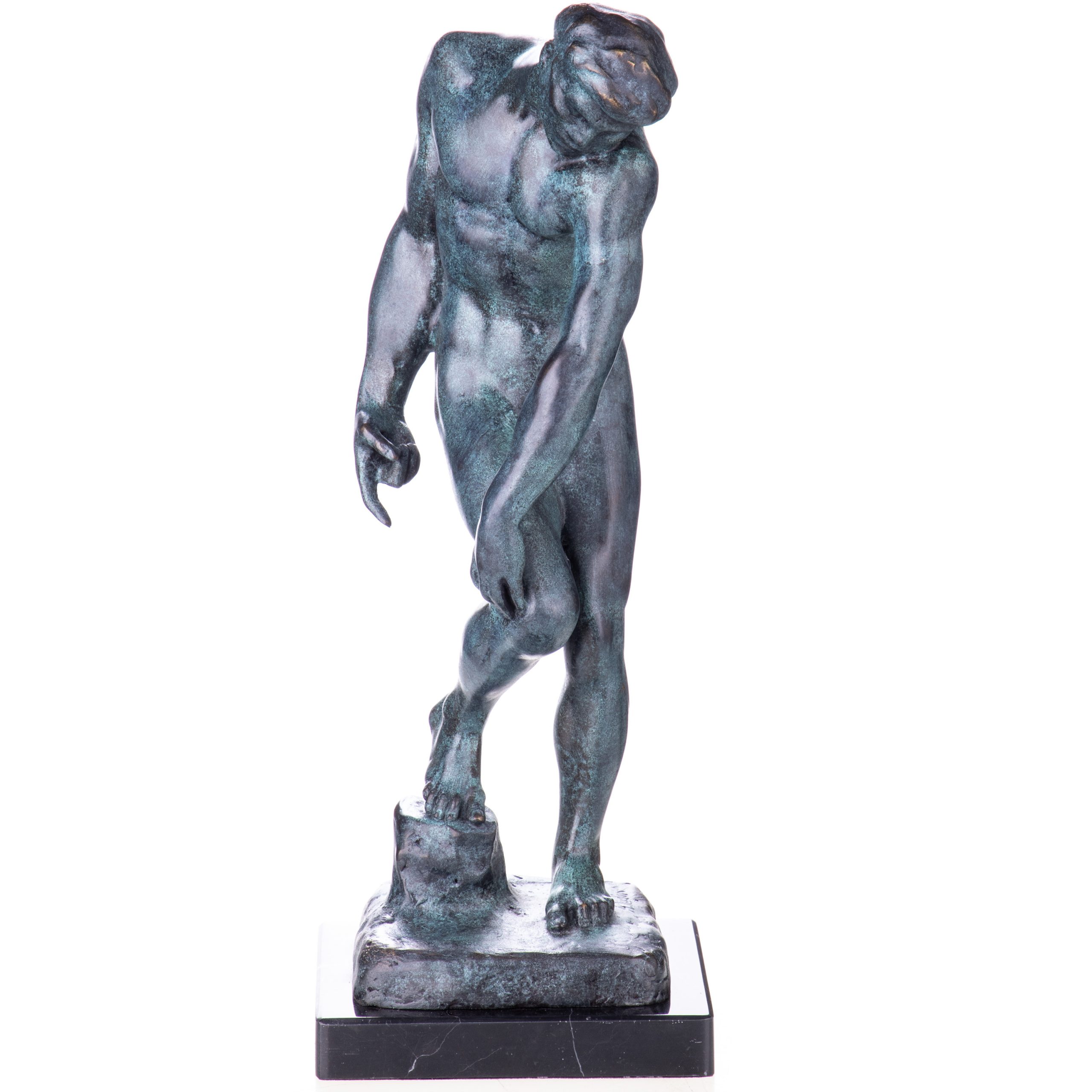 Grün Patinierte Bronzefigur Männlicher Akt Adam nach Rodin 30x11x12cm3 Grün Patinierte Bronzefigur "Männlicher Akt Adam" nach Rodin 30x11x12cm – Bild 3