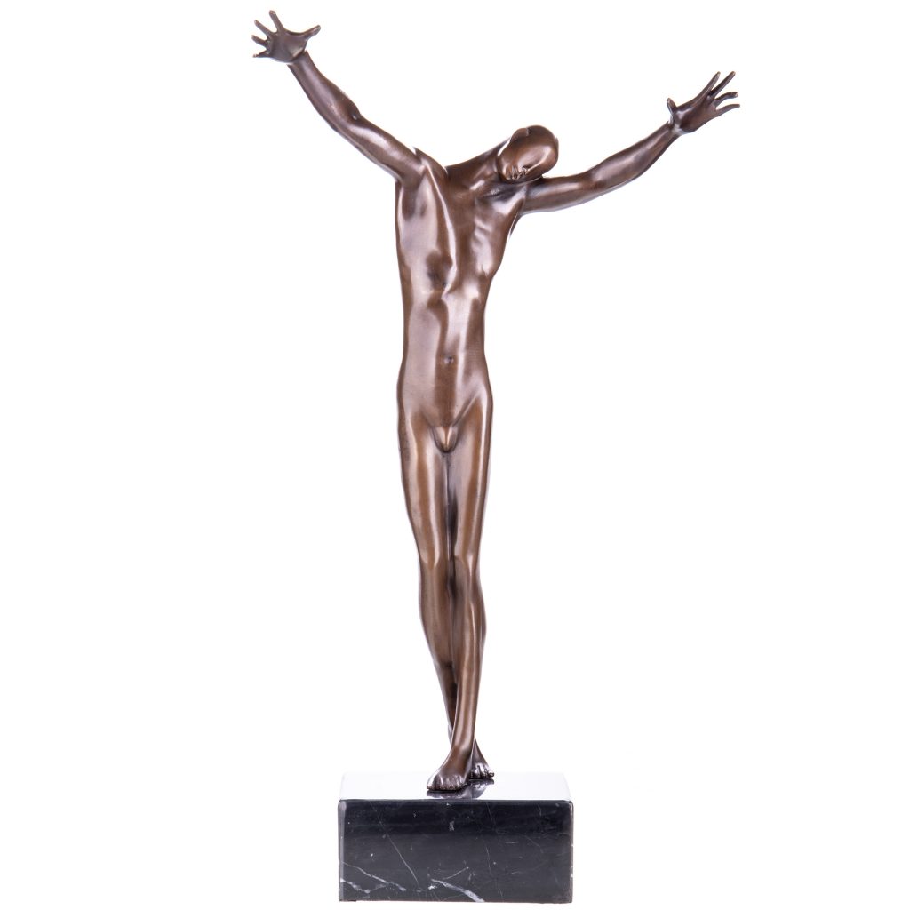 Moderne Bronze Figur Männlicher Akt 61x33x19cm