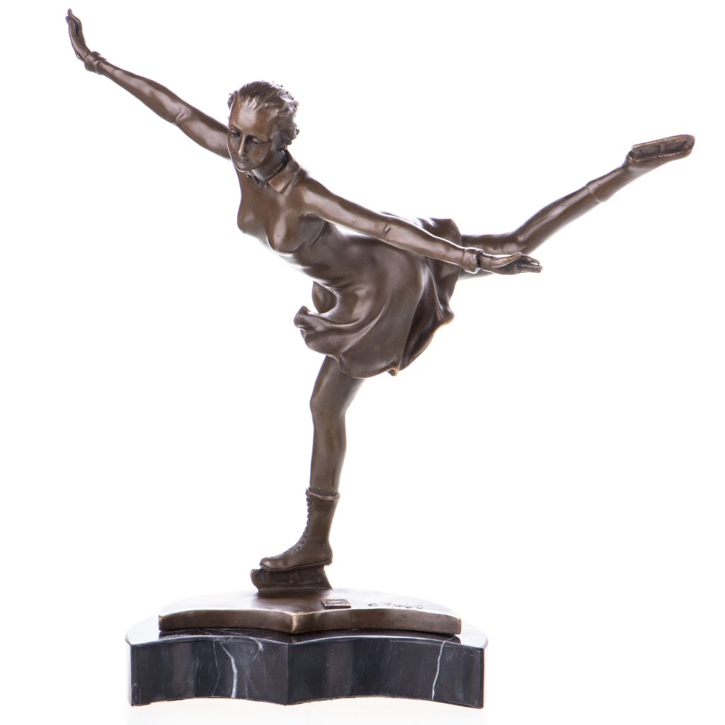 Art Deco Bronze Figur Eiskunstläuferin 29x31x14cm Art Deco Bronze Figur Eiskunstläuferin 29x31x14cm